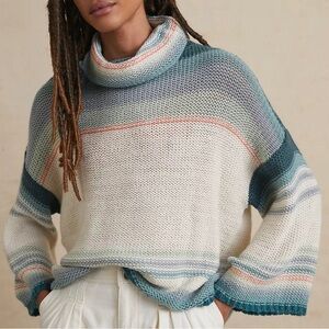 Anthropologie Courtney Ombre Cowl Neck Striped Pastel Sweater